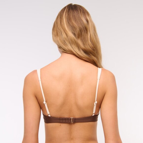 NWT Abercrombie & Fitch Wide Strap Underwire Bikini Top in Cocoa Adjustable - Picture 3 of 9